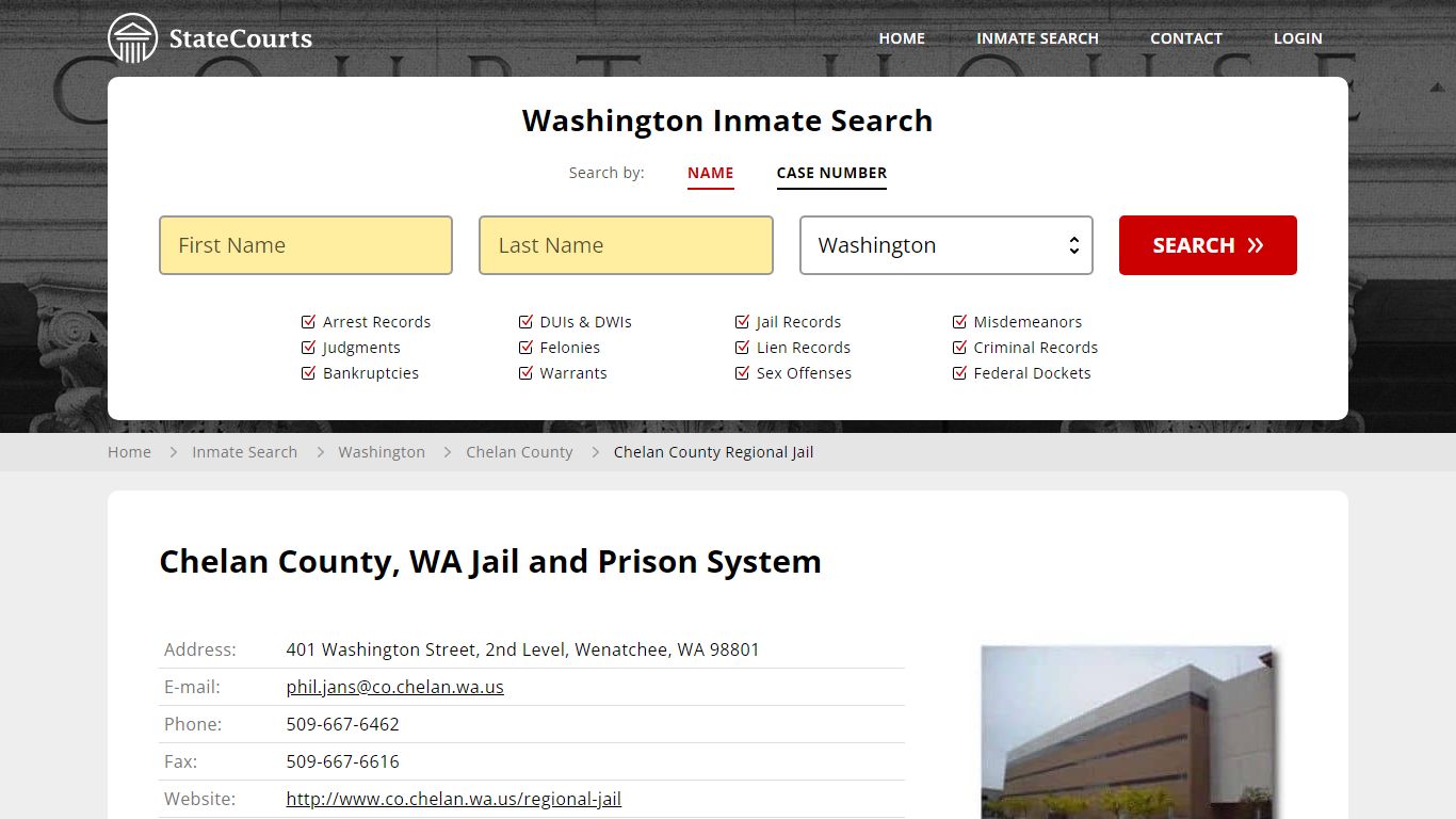 Chelan County Regional Jail Inmate Records Search, Washington - StateCourts